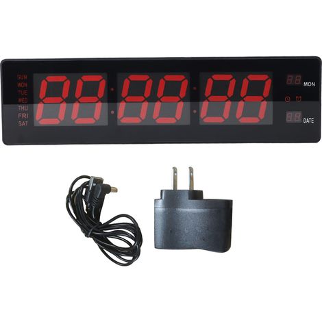 Digital Wall Clock LED Hourly Chime Silent Power Failure Memory 8 Alarms Temperature Display Red Big Digits Wall Clock US Plug 100‑240V