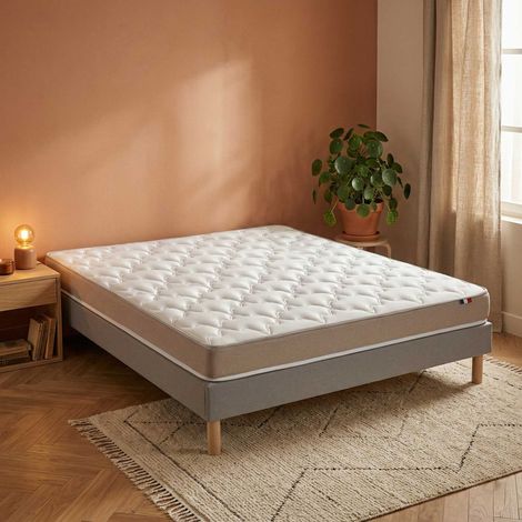 Ensemble matelas accueil latex H14 25kg/m3 sommier en kit gris 140 x 190 (1/5)