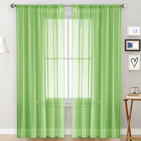 Rideaux verts perforés, ensemble de deux pièces - semi-occultants - dimensions : 140 x 260 cm - conviennent au salon, à la chambre et au balcon. (1/5)