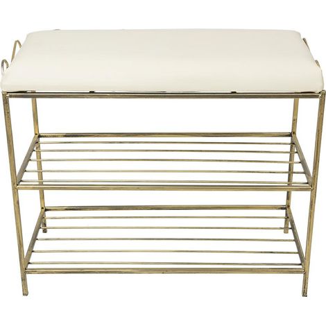 Étagère à chaussures dorée avec pouf, motif Esy (1/5)