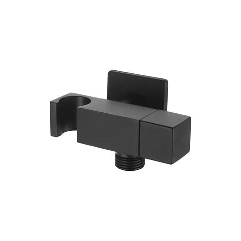 PRESA ACQUA QUADRA CON SUPPORTO DOCCIA E ARRESTO- Nero Opaco- DH- pezzi 1