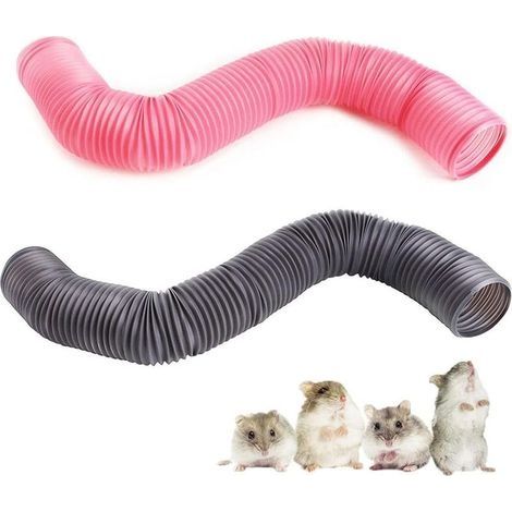 Lot de 2 Tunnels en Plastique rétractables pour ferret Guinée Pig Ferret Hamster Guinée Pig Hedgehog Chinchilla(rose et gris) (1/5)