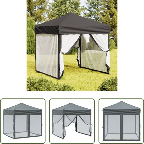 vidaXL Tente de réception 2x2 m -  Tente de réception pliable avec parois Anthracite 2x2 m (1/5)