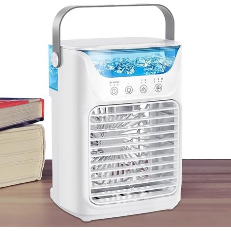 Ventilateur brumisateur de bureau portable avec réservoir d'eau - Refroidisseur évaporatif USB, brumisateur à 3 vitesses pour bureau, table de chevet, terrasse, dortoir, chambre à coucher (1/5)