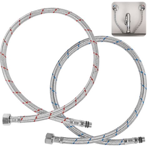 2 Pieces 70 cm Flexible Connecting Hoses Taps G3/8 x M10 (1/5)