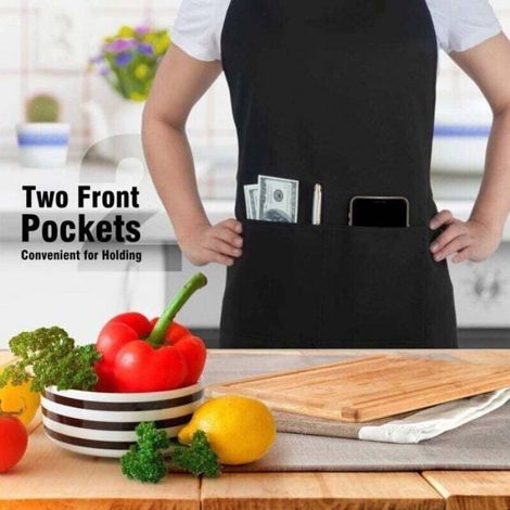 4 Pack Chef Tabliers, Noir Tablier avec 2 Poches, Etanche Réglable Tablier pour Homme Femme,Tablier Cuisine Professionnel pour Cui (1/4)