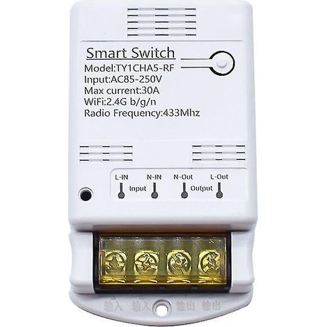 Module relais Tuya Wifi 30A, interrupteur intelligent 85-250V, contrôleur RF 433MHz, application Smartlife avec commande vocale. (1/5)