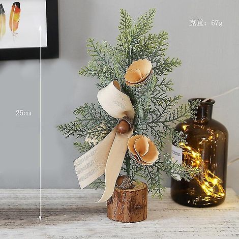 Décorations de Noël de 25 cm : mini sapin de Noël, décoration de table ou de fenêtre, décor de scène de Noël en pot. (1/2)
