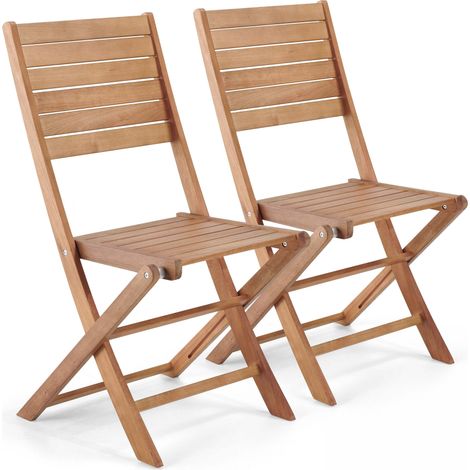 Lot de 2 chaises pliantes en bois d'eucalyptus (1/5)