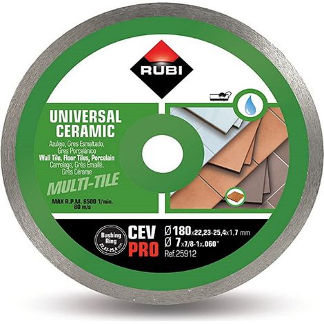 RUBI 25912 Disco Diamante general cerámica contínuo (CEV) 180 PRO, Gris, 180 mm