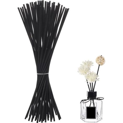 60 bâtonnets parfumés en vrac, 30 cm x 3,0 mm, diffuseur de parfum, bâtonnets d'aromathérapie noirs rechargeables, diffuseur d'aromathérapie (noir) (1/5)