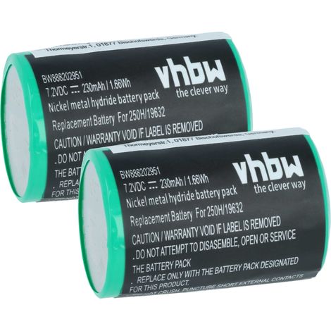 vhbw 2x Akku Ersatz für Servox 19632 für Medizintechnik (230 mAh, 7,2 V, NiMH)