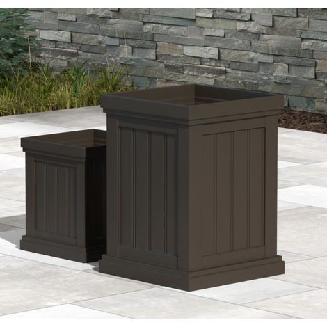 COSTWAY Square Plastic Planters Set of 2 48cm Large & 32cm Small Flower Pots (1/3)