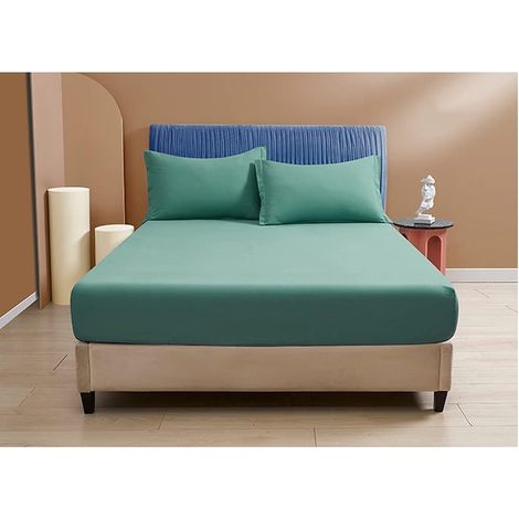 Drap Housse Coton 180200cm Bonnet 45cm Pour Matelas Epais Drap De Lit Enfant Adulte Coton Fitted Sheet Couleur Unie 1 Personnes 2 Personnes Doux Et Un Ajustement Parfait ( Color : Gre) (1/5)