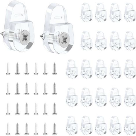 Clips de fixation pour miroir 25 pièces, transparents, en plastique + vis Conviennent aux miroirs sans cadre (1/5)