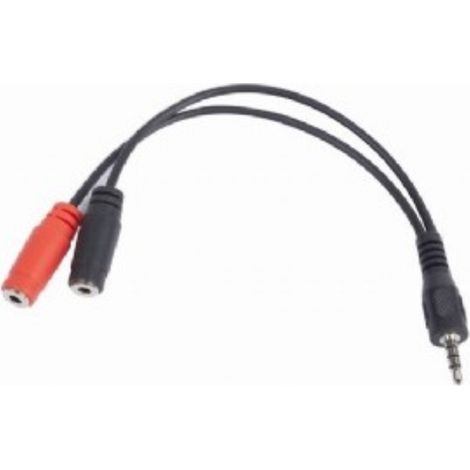 Kabel CABLEXPERT rozdvojka jack 3,5mm (4 pólový) na 2x3,5mm M/F, 20cm, černý