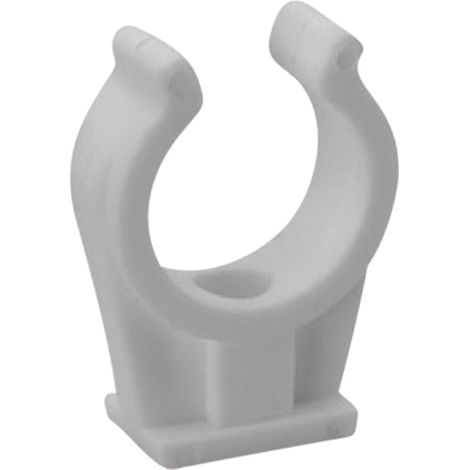 Abrazadera blanca para tubos de plástico, dimensiones 22 mm x 22 mm x 1 unidad.