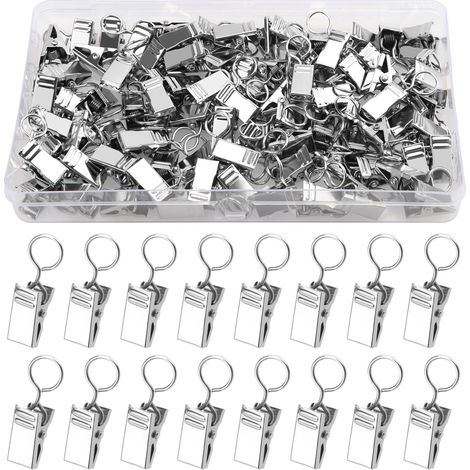 85 Pièces Pinces à Rideaux en Métal, Pince Rideaux Decoration Crochets de Suspension, Clips de Rideaux, pour Chambre à Coucher, Salle de Bains, Décoration de la Maison, Argent (1/5)