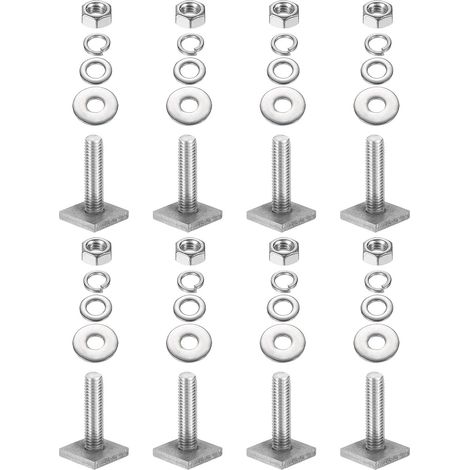Boulons Fente T M8 x 30mm, 8 Ensemble Boulons Tête Carrée T pour Porte-Bagages Toit Acier Inoxydable pour Rail T avec Écrou Rondelles pour Porte-Vélos Skis Kayak (1/5)