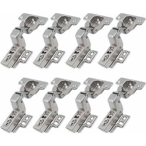 110 Degré Rentrant Charnières 35mm sans Amortissement pour Porte de Placard Cuisine Charniere pour Meuble Armoires Ferrage Rentrant Applique-8pcs - Argent (1/4)