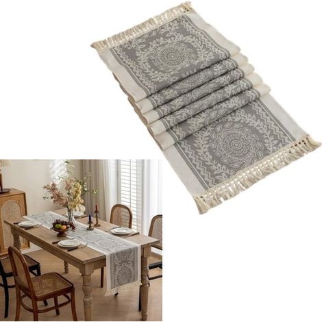 pezzo Runner da tavola moderno con bordo a nappe, tovaglietta da cucina moderna, decorazione festiva per feste di compleanno e matrimoni, 35 x 1 (1/5)