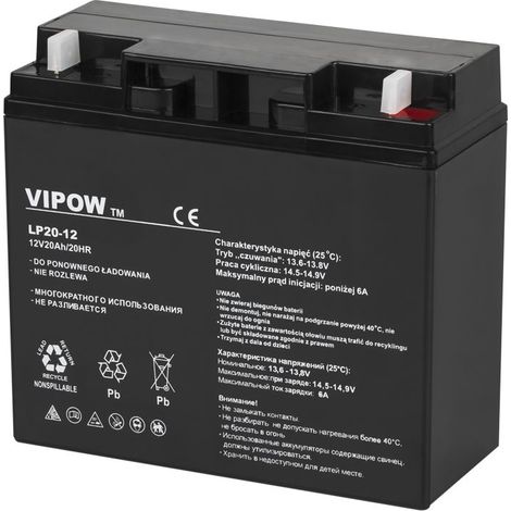 Batterie gel 12V 20Ah – Étanche et sans entretien – Durabilité jusqu'à 12 ans – Applications : ASI, systèmes photovoltaïques (1/5)