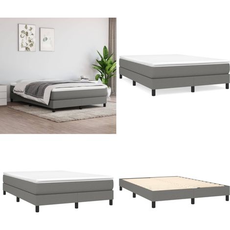 Boxspringbett mit Matratze Dunkelgrau 140x200 cm Stoff - Boxspringbett - Doppelbett - Bettenrahmen - Matratze - Matratzenauflage - Home & Living