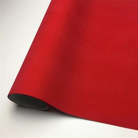 Film adhésif en vinyle suédine velours de qualité supérieure pour la personnalisation de votre voiture (135 x 20 cm, rouge)