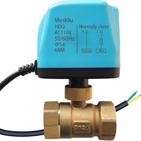 Ball valve DN20 3/4", Brass, 110V AC, IP54, For domestic water system (1/5)