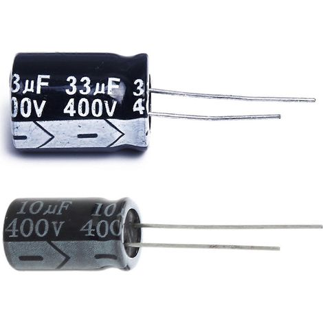 Lot de 10 condensateurs électrolytiques en aluminium 33 µF 400 V noirs, comprenant 10 condensateurs électrolytiques 400 V 10 µF à faible impédance ESR. (1/5)