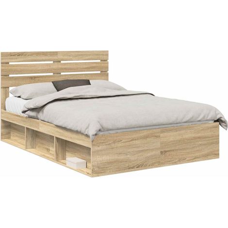 Bettrahmen Sonoma 140 x 190 cm Massives Kiefernholz vidaXL