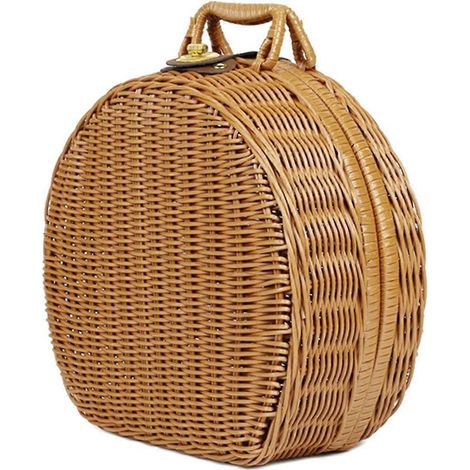 Panier rond en rotin pour valise, valise de rangement vintage en rotin tressé --- (1/5)