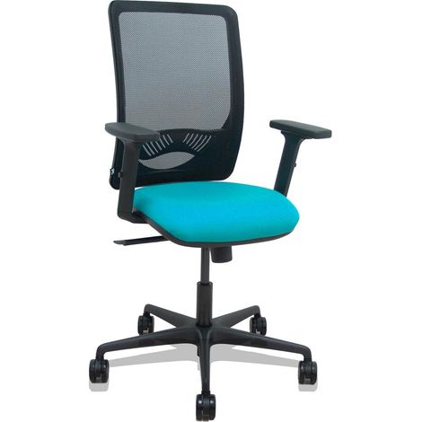 Sedia Zulema synchro rete nera sedile turchese bali sedile 2D braccioli rotelle 65 mm