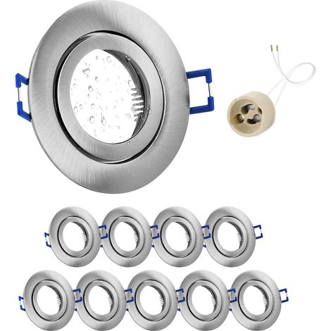 4x Spot LED Encastrable IP65 Cadre Avec Douille GU10, Spots de plafond en Fer Nickel brossé, Rond plat Spots Salle de bain spot cadre d'encastrement 68mm pour extérieur- intérie (1/5)