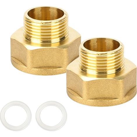 2pcs Brass Reducers 3/4" to 1",Reducing Extension with Rubber Seal for Water Pipes (1/5)