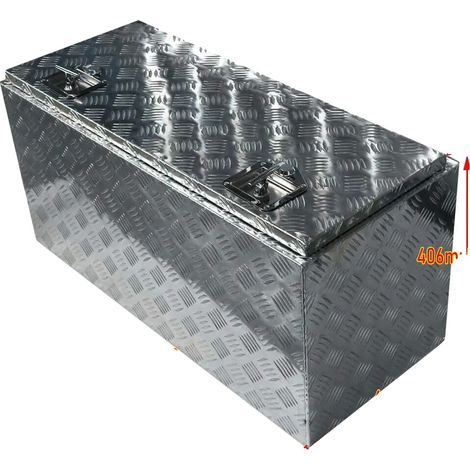 Boîte à outils, Matériau en aluminium, Dimensions 915 x 410 x 460 mm, Compatible avec les fourgonnettes et les camions, Haute durabilité, Design en tôle à damier (1/5)