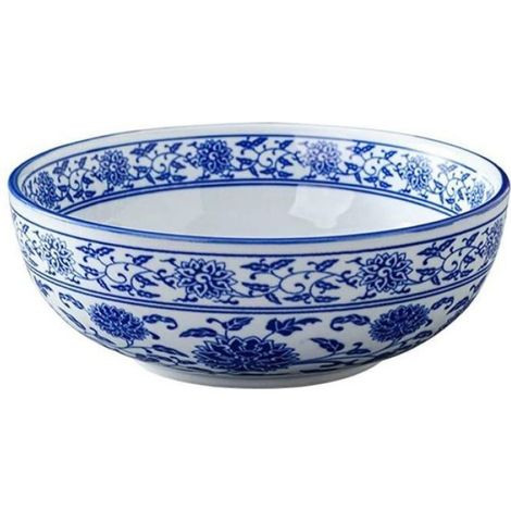 Bols chinois en porcelaine bleu et blanc, bols de service pour soupe de nouilles salade pâtes bols de bouillie de riz bleu SALADIER (1/4)