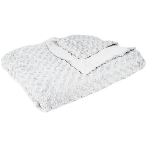 Plaid, couverture en polyester coloris gris clair - longueur 230 x Profondeur 180 x Hauteur 2 cm (1/2)