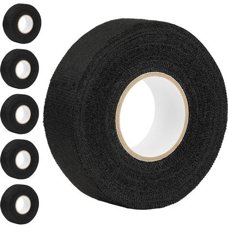 5er-Pack schwarzes Gewebeband für Kabelbäume, 25 mm x 15 m, hitzebeständig, ideal zum Isolieren von Elektrokabeln für Auto und Motorrad