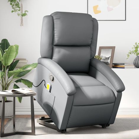 Massagesessel mit Aufstehhilfe Grau Kunstleder vidaXL (1/5)