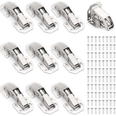 10 bisagras para puertas de armario, bisagra invisible para muebles de 3 pulgadas, pequeña bisagra atornillable para puerta de armario y alacena (1/5)