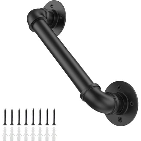 Sollbry 1 manija de puerta retro para herrajes de muebles de puerta corrediza de granero, manija de puerta negra de 30 cm (1/4)