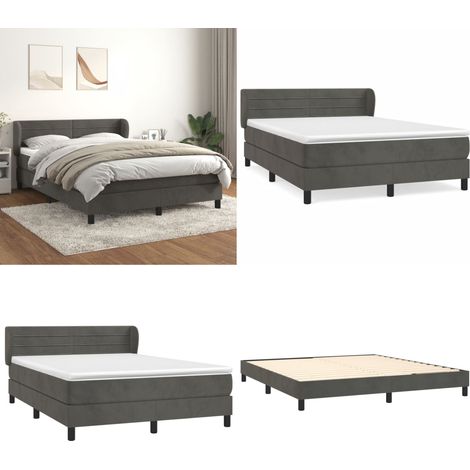 Sommier à lattes de lit et matelas Gris foncé 180x200cm Velours - Lit Double - Lit Velours - Matelas Ressorts Ensachés - Lit Design - Literie - Home & Living (1/5)