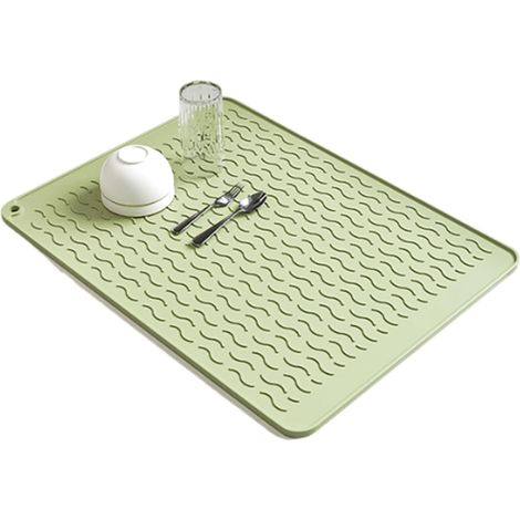 Abtropfmatte für Geschirr, faltbare Silikon-Küchenarbeitsplattenmatte, 3-fach faltbare, rutschfeste Faltmatte, hitzebeständig, grün, 30 x 40 cm. (1/5)