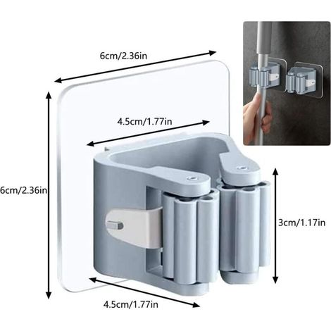 Porte Balais Mural Sans Percage 4pcs Accroche Balai Mural Auto-Adhésif Attache Balai Rangement Balai Support de Vadrouille pour Cuisine Jardin Salle (1/3)