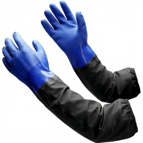 Dépolie étanche gants, gants de travail imperméables, gants en PVC à bras complet pour le jardinage, l'aquarium et l'assainissement,70cm (1/5)