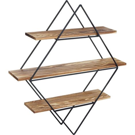 Étagère murale design industriel en bois 60x55x12cm ETA04047 (1/4)