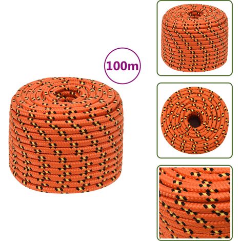 The Living Store Corde de bateau Orange 12 mm 100 m Polypropylène - Corde De Bateau - Corde Polypropylene - Corde Marine - Amarrage - Voilier (1/5)