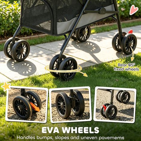 Chariot de transport moderne pour chiens et chats, confortable et pratique, idéal pour les promenades ou les voyages avec les petits chiens et chats (uniquement avec le chariot de transport). (1/5)