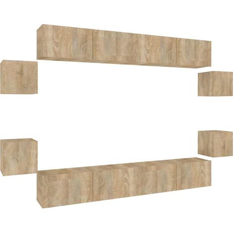 Maison Exclusive - 8-tlg. TV-Schrank-Set Sonoma-Eiche Holzwerksto (1/5)